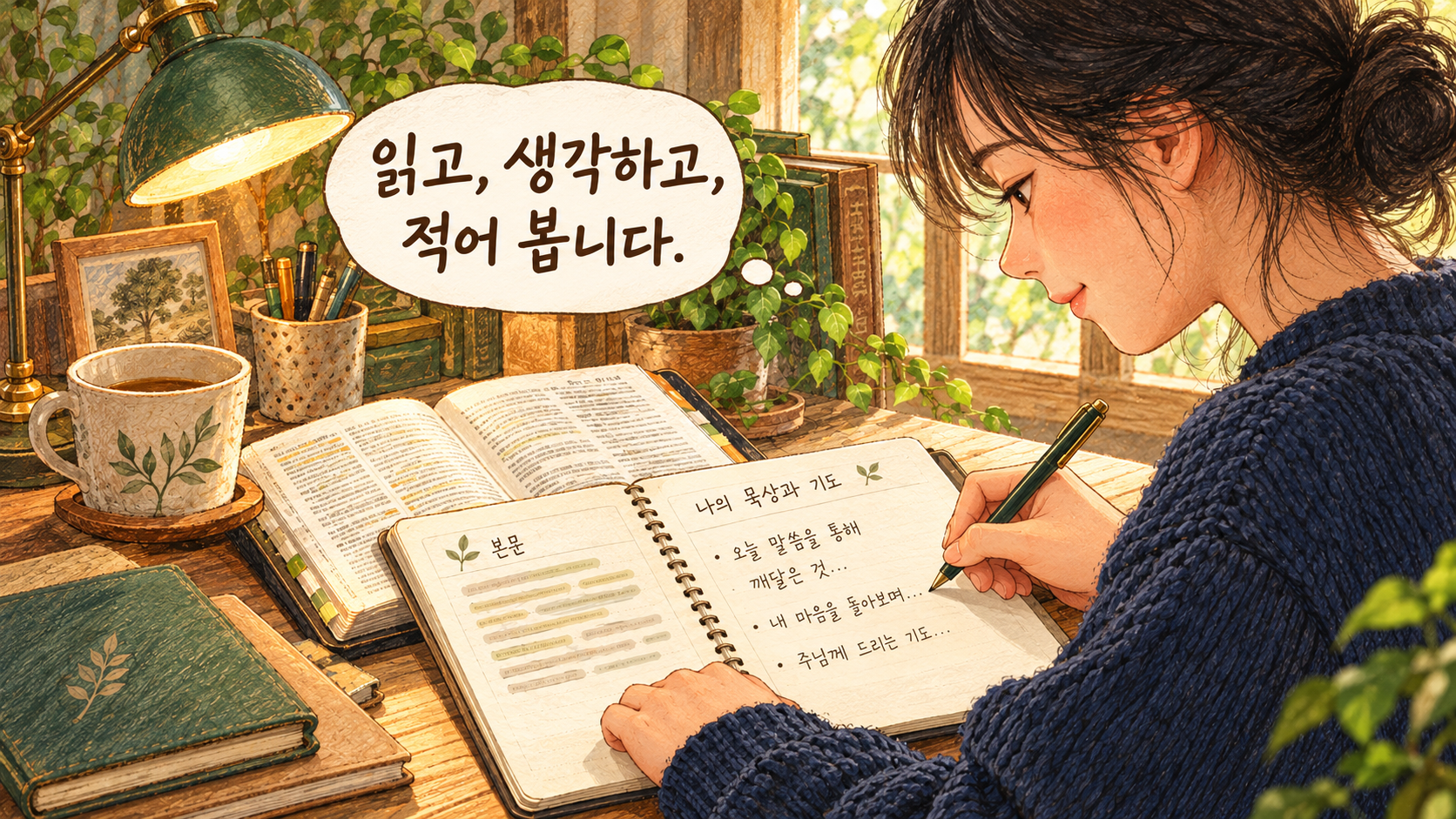 말씀을 읽고, 생각과 기도를 나의 언어로 기록합니다.
