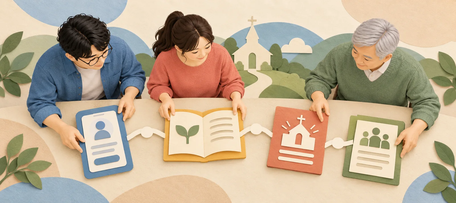 AI 팀과 앱·교재·주보 자료를 함께 구성하는 페이퍼 아트
